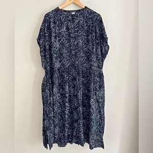KIN by John Lewis Floral Midi Dress Oversized Lagenlook Black White Viscose